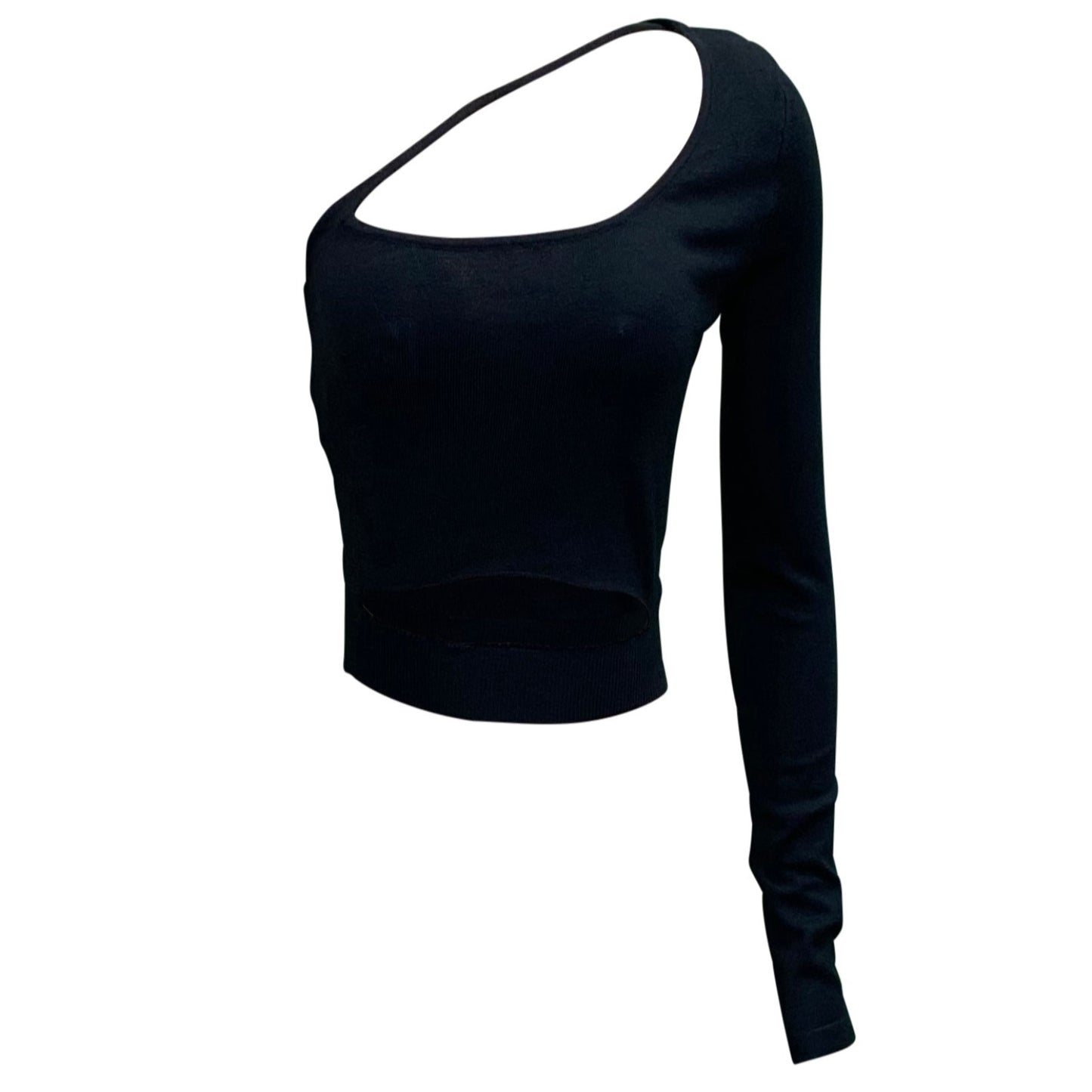 Nicollet One Shoulder Long-sleeved Crop Top