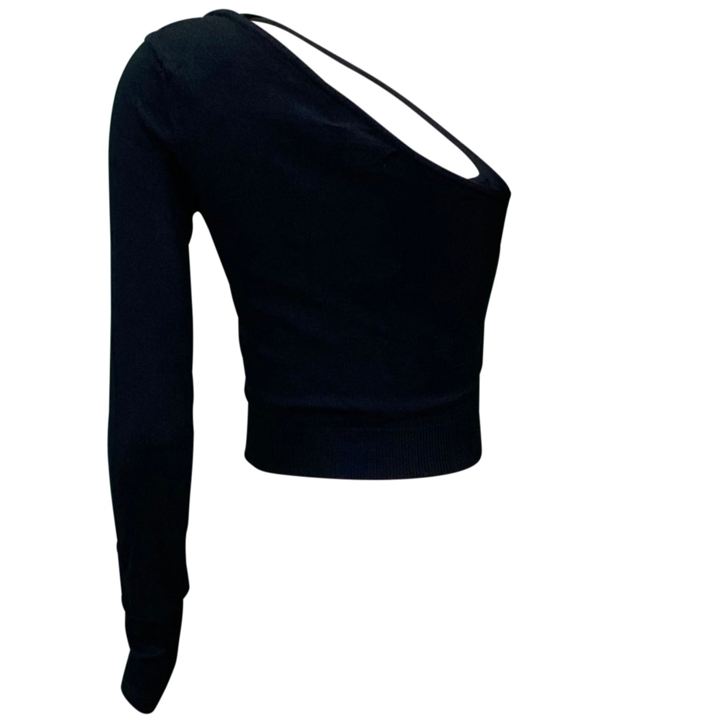 Nicollet One Shoulder Long-sleeved Crop Top